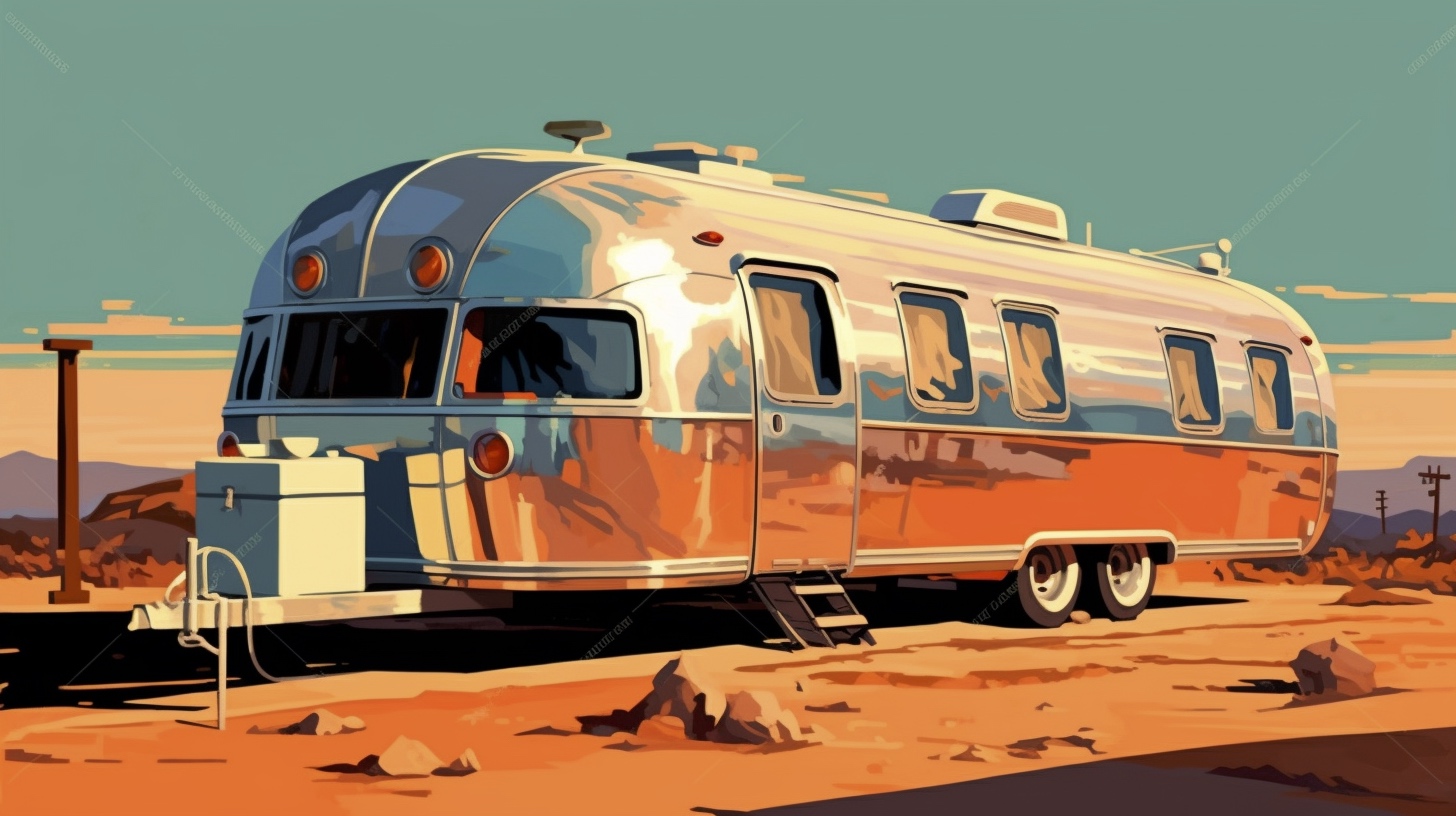 Renderman a painting of a Airstream travel trailer  painted in  09ba35ad 83f9 47ee ac23 0047bf2b9500
