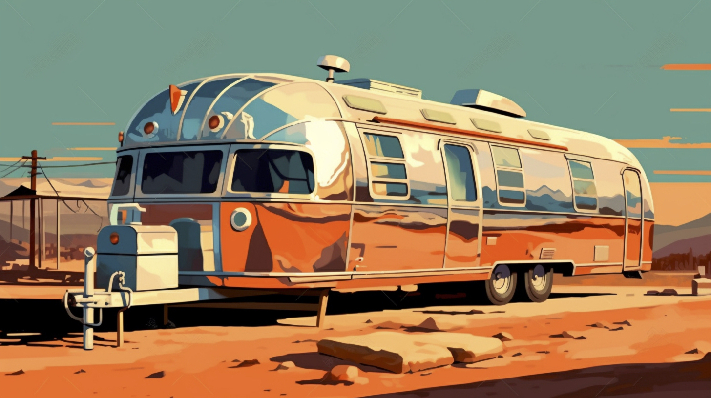 Renderman a painting of a Airstream travel trailer  painted in  5662dc4f 55f0 4c1f bf37 3973bf613ba6
