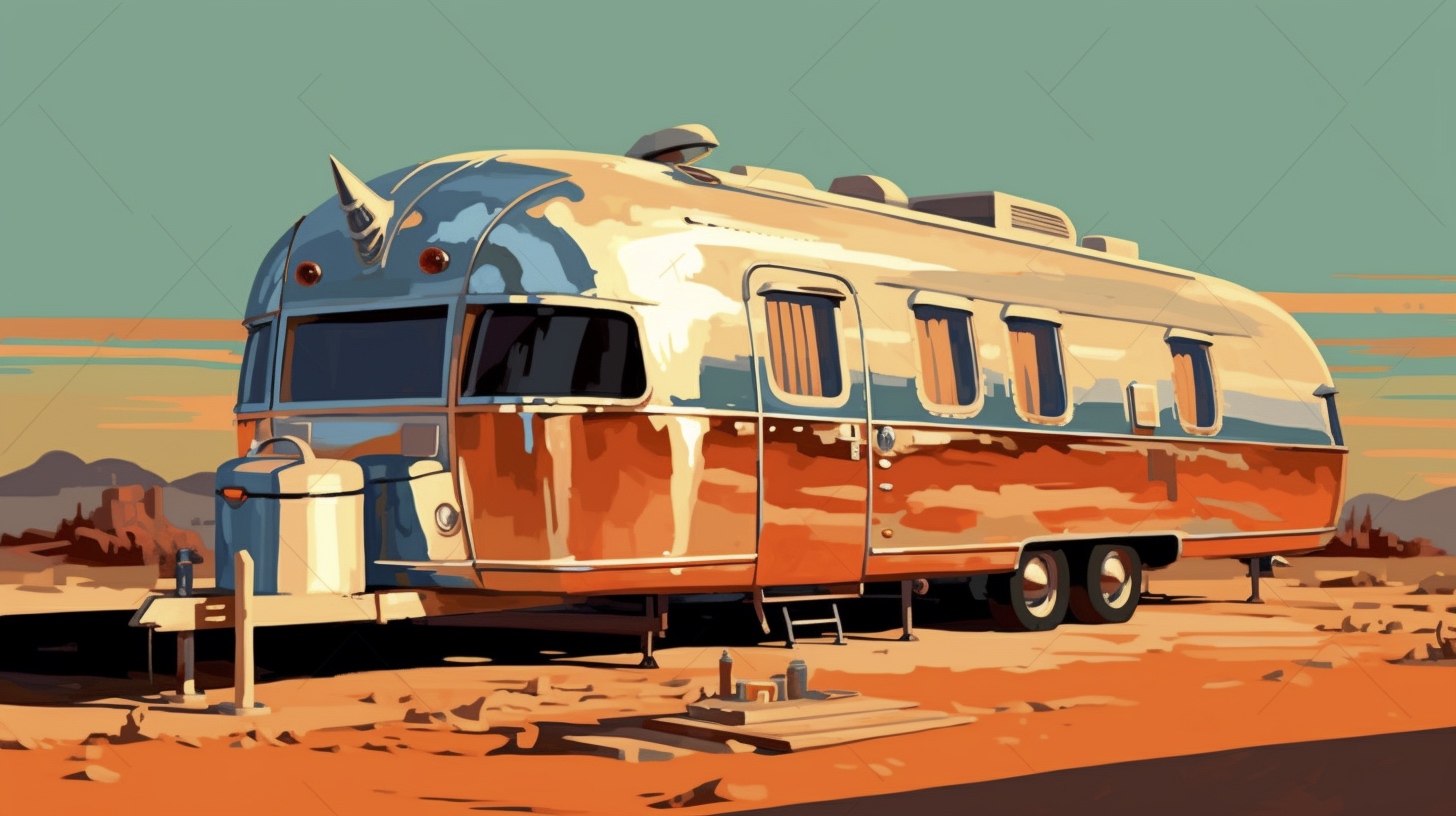 Renderman a painting of a Airstream travel trailer  painted in  fda2509c 6cf0 421c be4f fa2dfefb9897