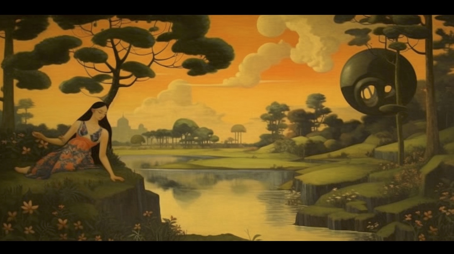 Renderman a painting of a landscape  painted in the style of  fe9bb2ae 76b0 4a78 ba89 99f966fc79fc 0