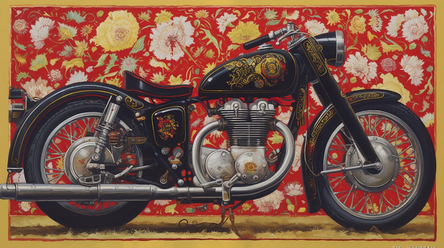 Renderman a painting of a motorcycle  painted in the style of 01ed4da2 691b 402c be0b e34f16c7d24f 0