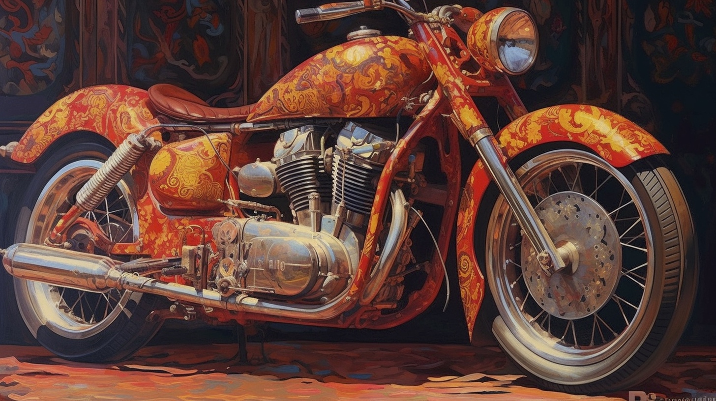 Renderman a painting of a motorcycle  painted in the style of 01ed4da2 691b 402c be0b e34f16c7d24f 1