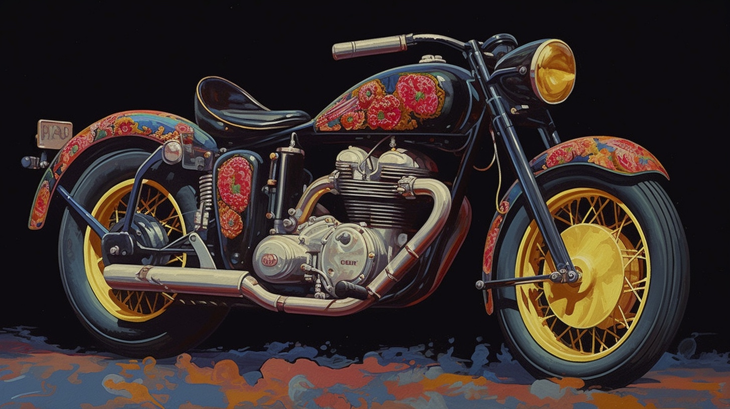 Renderman a painting of a motorcycle  painted in the style of 01ed4da2 691b 402c be0b e34f16c7d24f 2
