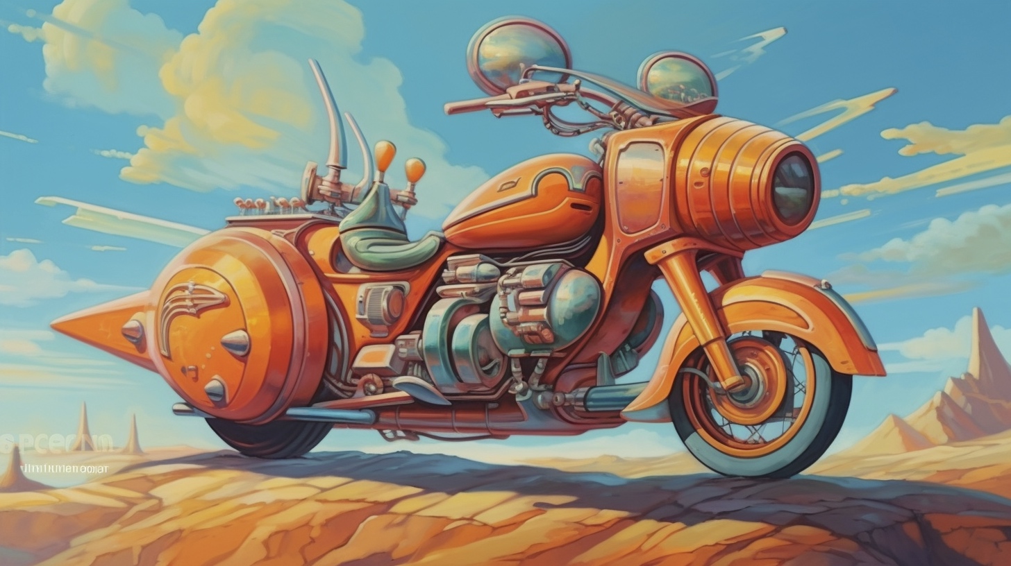 Renderman a painting of a motorcycle  painted in the style of 2635c3e4 cd1b 442f 8f4c b46381d634d6 0