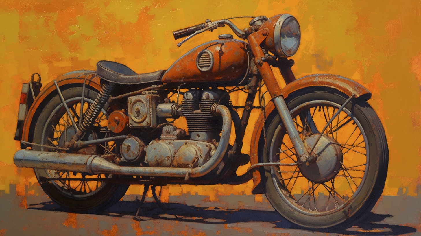 Renderman a painting of a motorcycle  painted in the style of 586920ff 69ed 43b4 a0a6 3539d3d47a72 0