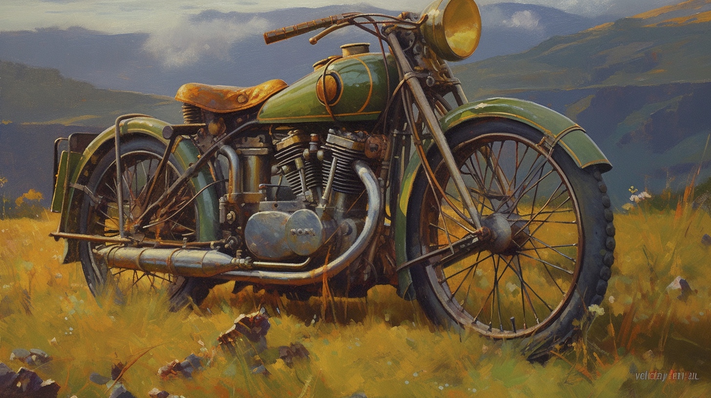 Renderman a painting of a motorcycle  painted in the style of C 658d0823 007f 4c04 abbc e0f018cbaf1e