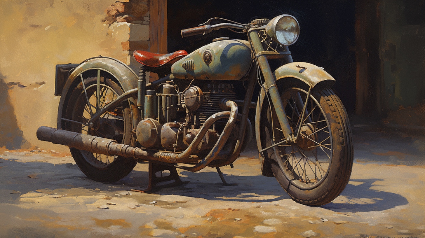 Renderman a painting of a motorcycle  painted in the style of C c0bd58f2 7d7f 4506 92c9 ab78b16e5591