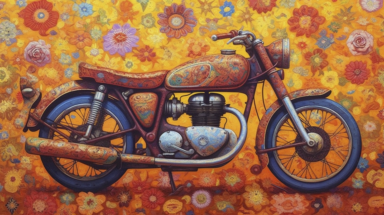 Renderman a painting of a motorcycle  painted in the style of K 99e84a01 789b 45ee bed0 4618c42f7f57