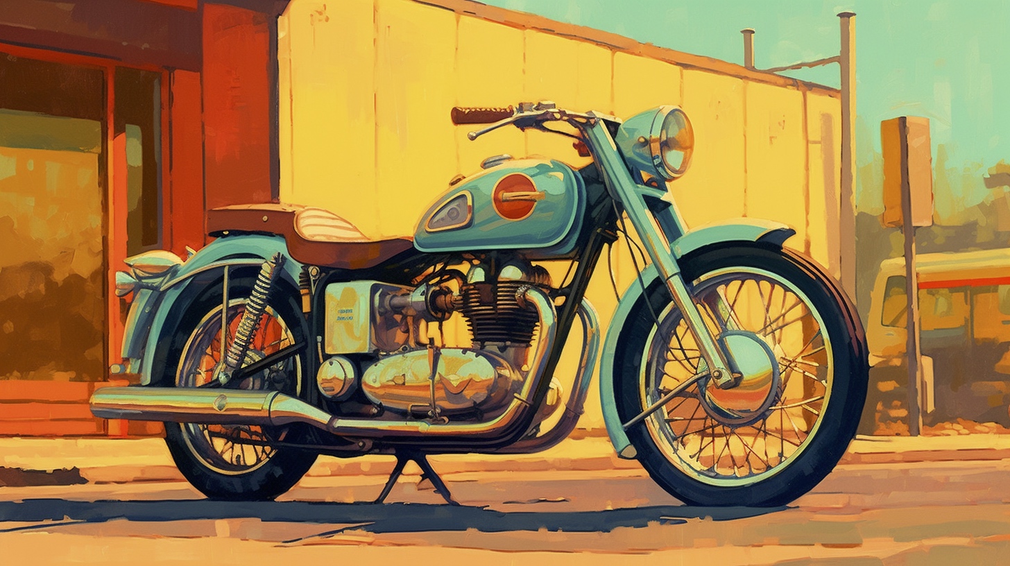 Renderman a painting of a motorcycle  painted in the style of M d5c22b19 b596 4736 a35e 942a9baf1700