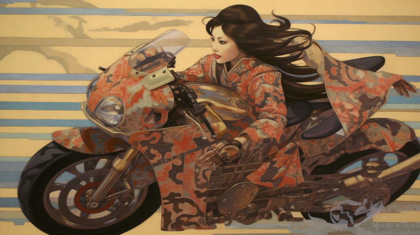 Renderman a painting of a motorcycle  painted in the style of a752a83d d818 4da1 b471 aa6d5a93bd60 0
