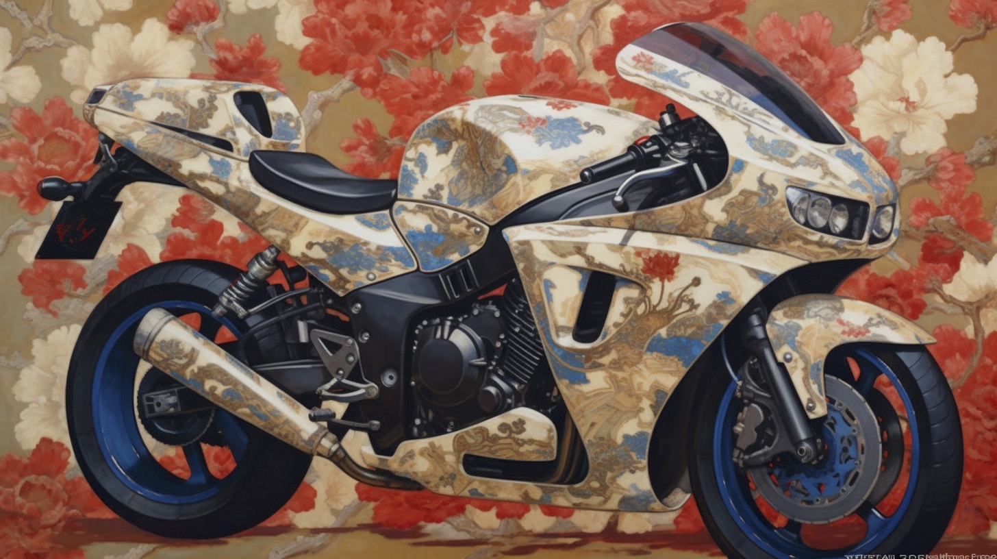 Renderman a painting of a motorcycle  painted in the style of a752a83d d818 4da1 b471 aa6d5a93bd60 3
