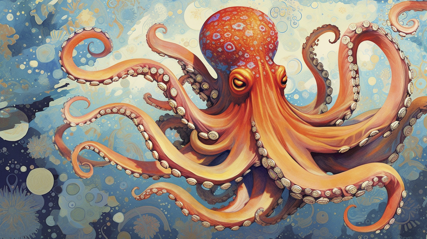 Renderman a painting of a octopus  painted in the style of Mi ab5c6adc 7957 43b7 9060 6291cdcb464f 1