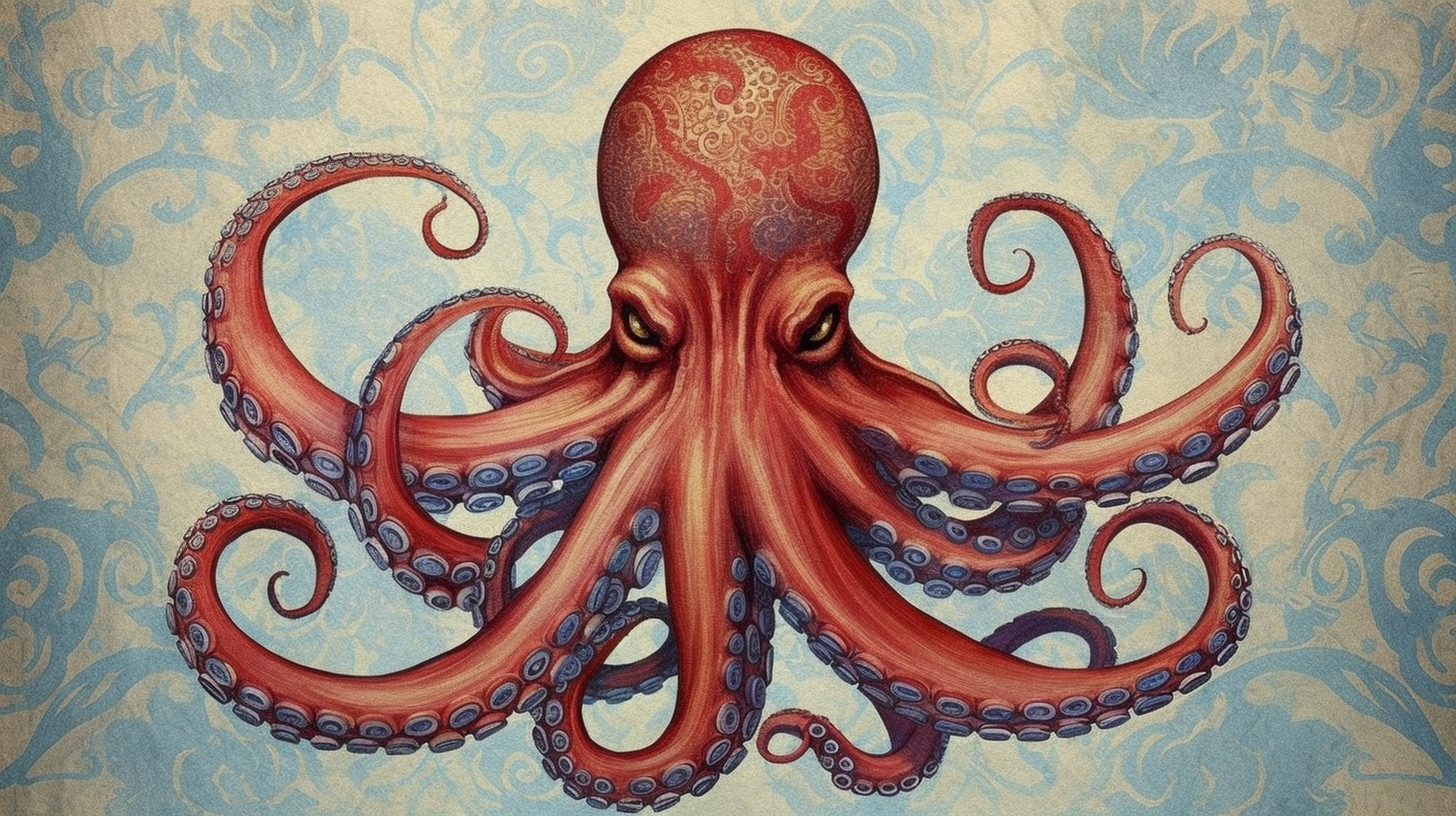 Renderman a painting of a octopus  painted in the style of MidC 56112a3f 43fc 4492 b08c ab1743d5f6cd