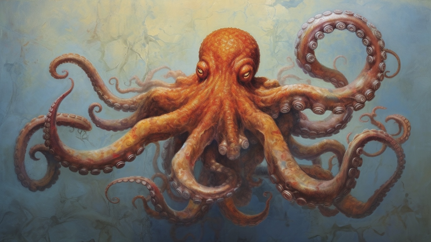 Renderman a painting of a octopus  painted in the style of No 278cf31f 808c 4d37 993d 721940239cf6 0