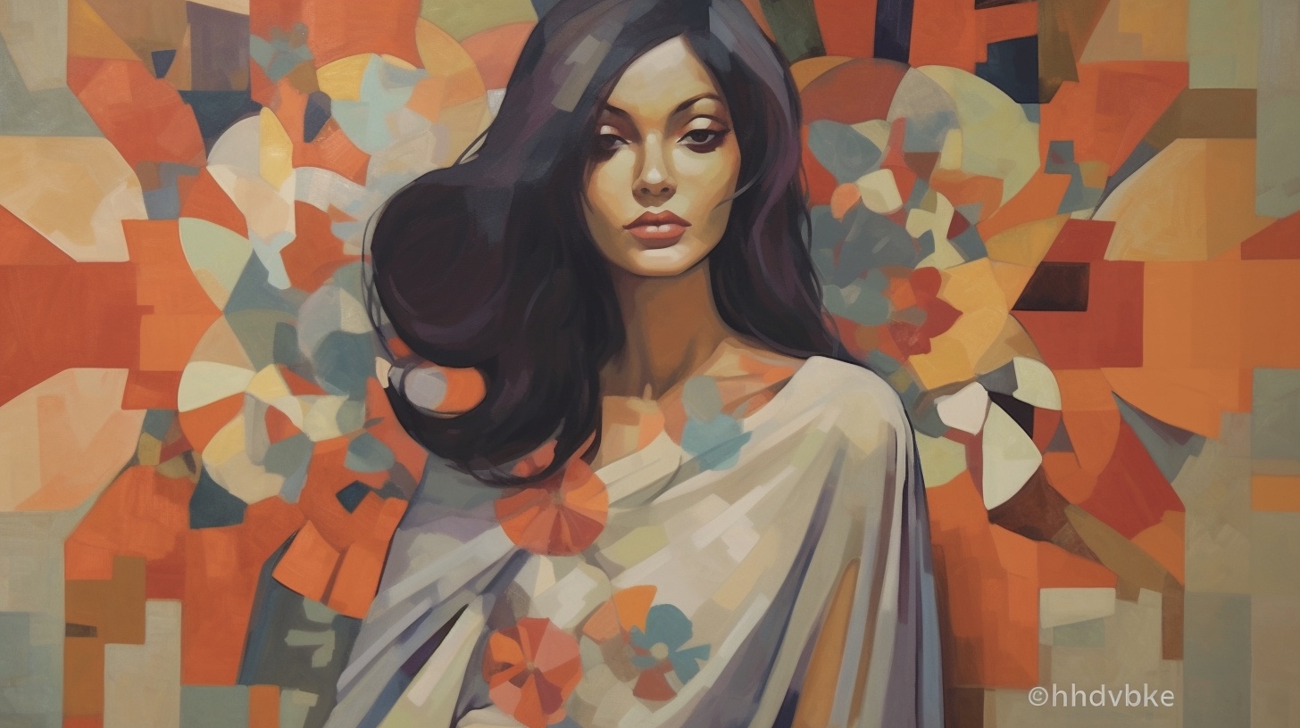 Renderman a painting of a woman  painted in the style of MidCen eb6387c3 9f4c 4cff af87 a46c0eb86d32