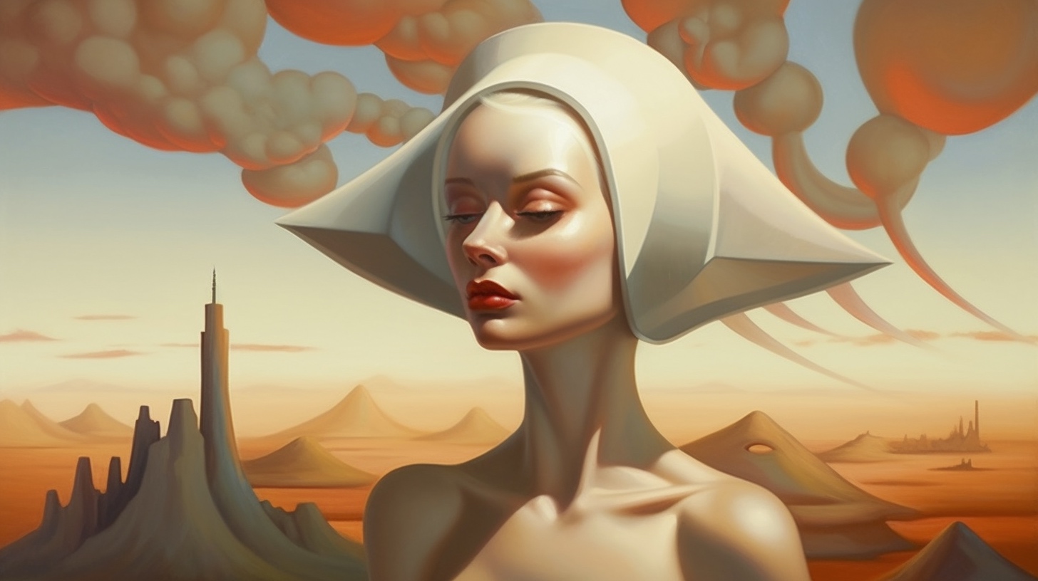 Renderman a painting of a woman  painted in the style of Nordic ea577f31 c3fb 4401 9efa b2d85bce5ba0