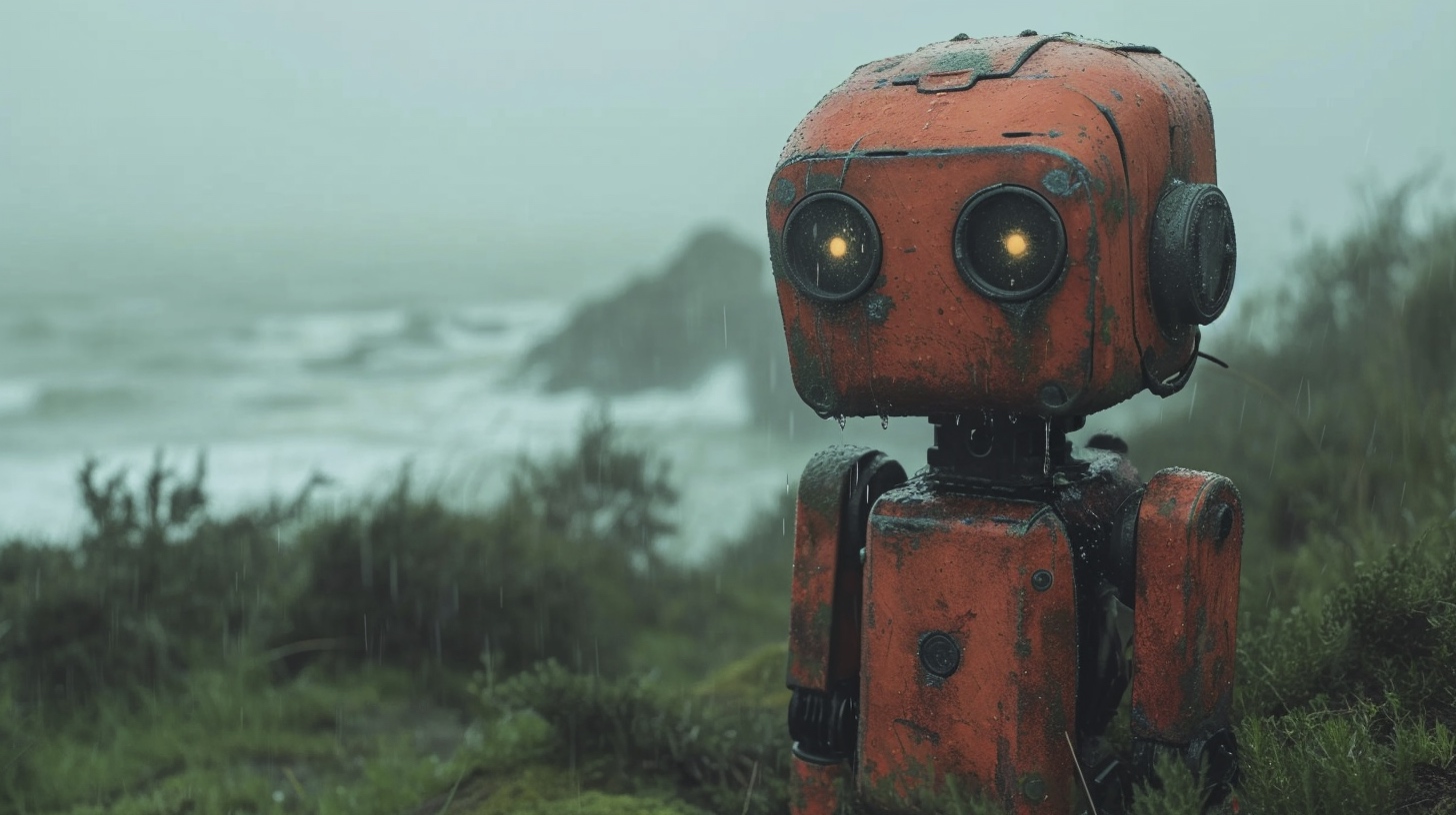 Renderman a robot in the style of surrealism mixed with supre 89b748b1 f19d 45da 8460 570e75bb209c 1