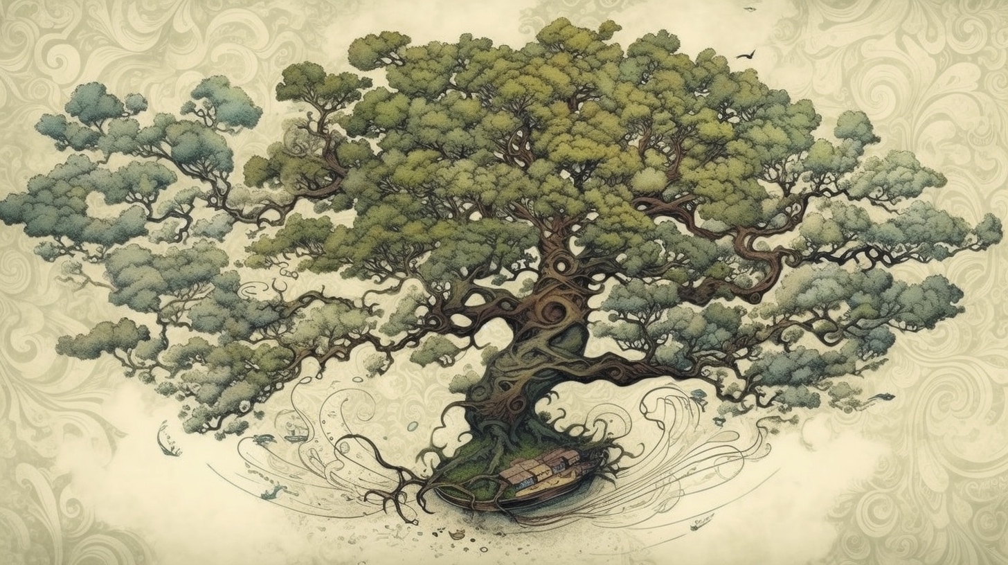 Renderman a tree  in the style of cartography art flourish 2    55e5c5a9 cc50 4ef6 8415 c7dde2654a71