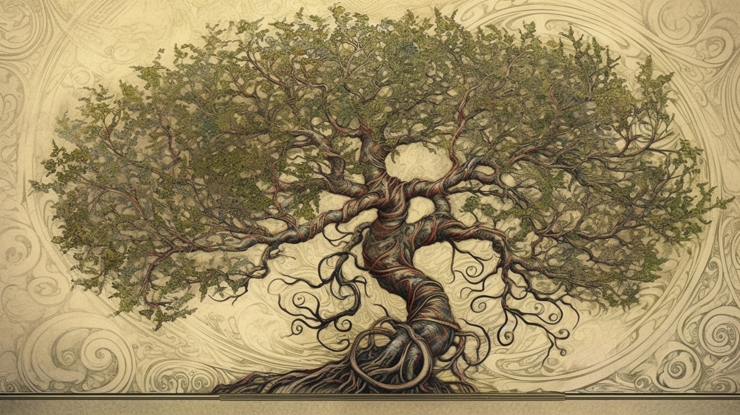 Renderman a tree  in the style of spencerian script   ar 169  120426bc a129 48ea 90a5 e5be6a218426 0