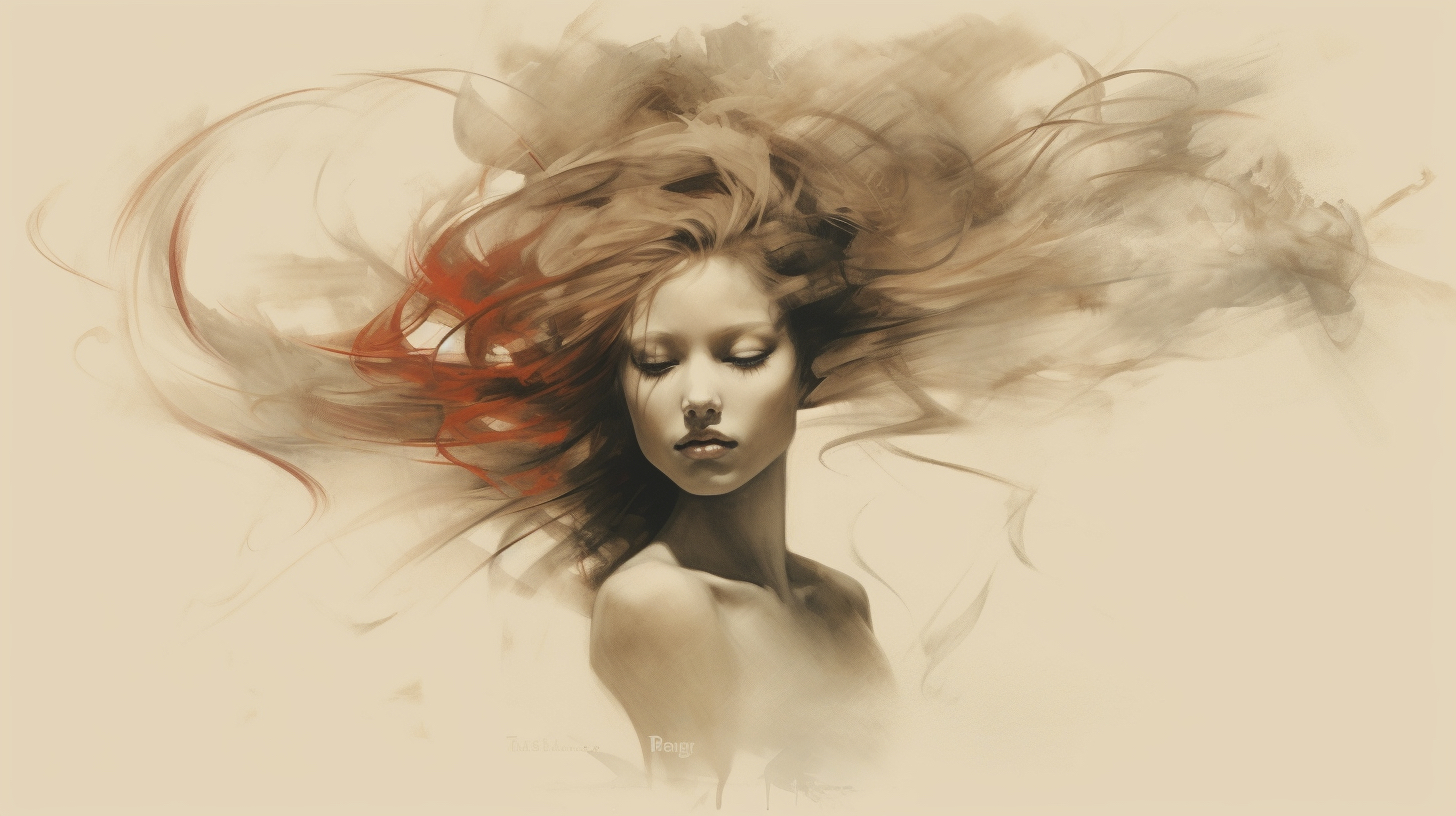 Renderman a woman  in the style of calligraphy 2   ar 169   qua a6f697bc 8481 42d9 b1e8 67e8132ec103