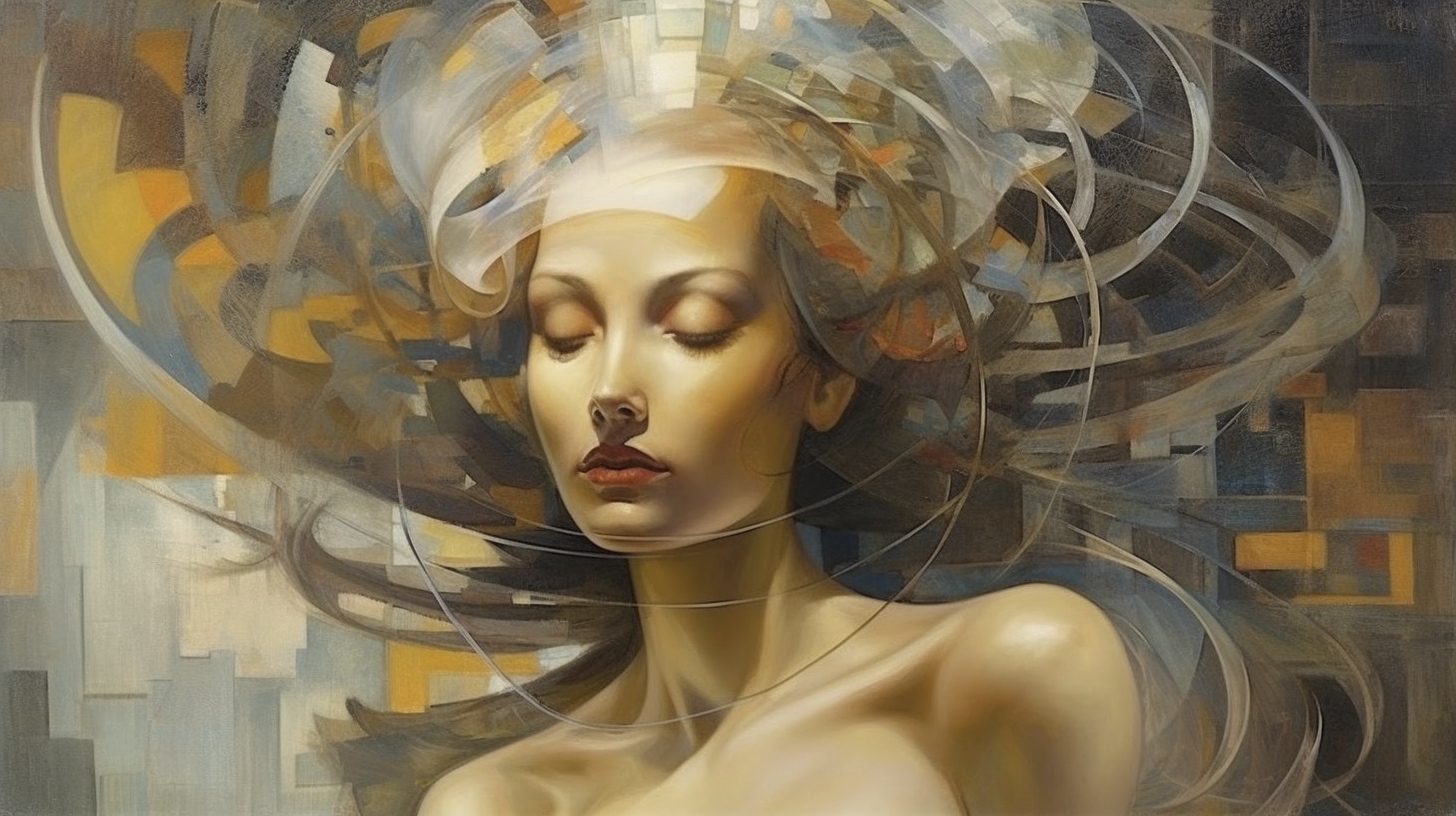 Renderman a woman  in the style of the Metaphysical art movem ca829352 e0b0 4a59 9425 ec89bba92ad7 0