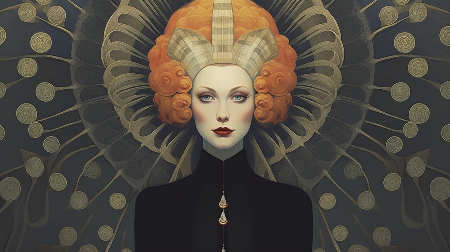 Renderman a woman in the style of Gothic and Midcentury Moder 9344e778 fde8 4ad5 bbd1 76f1d6176738 3
