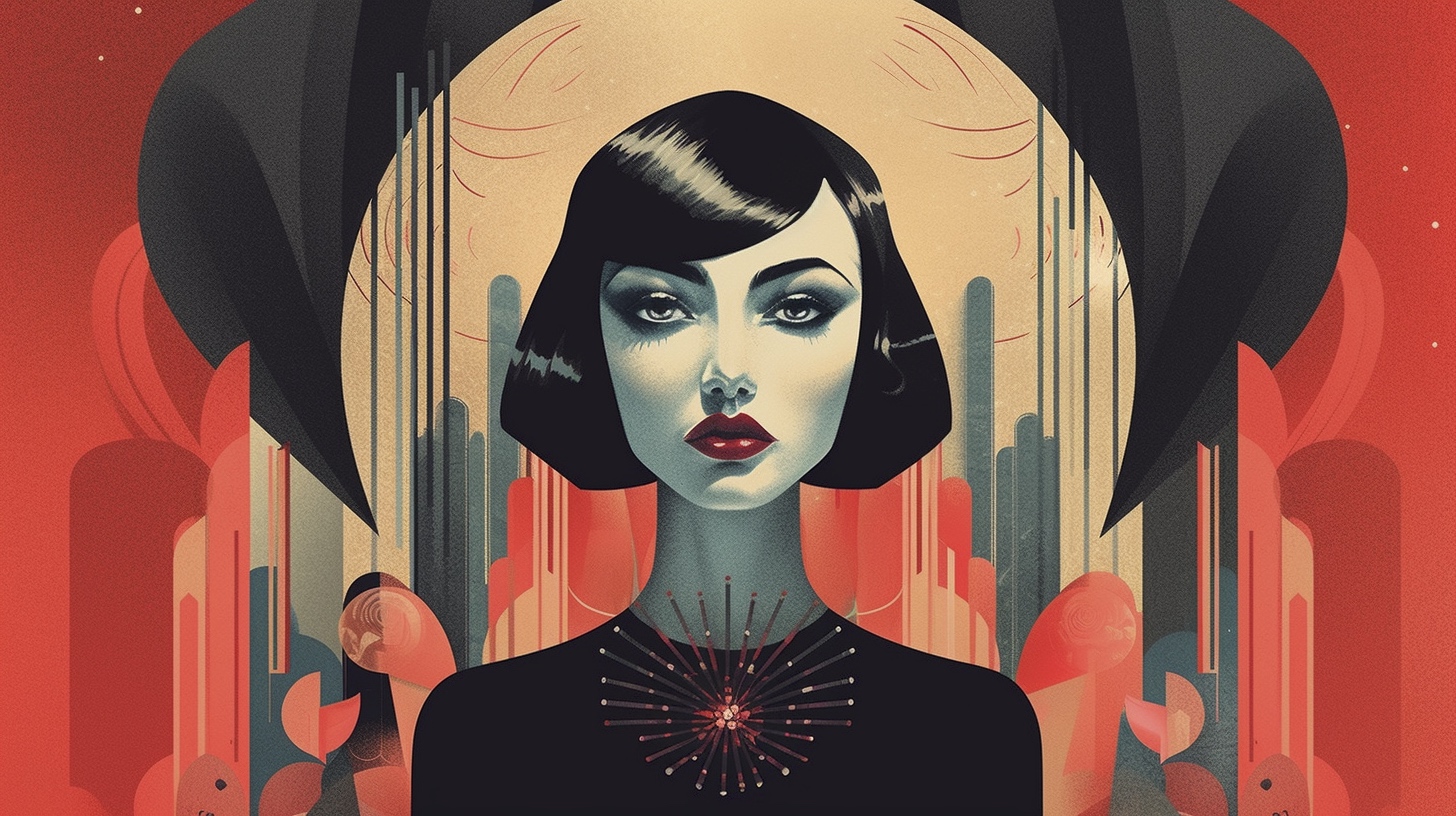 Renderman a woman in the style of Gothic and Midcentury Modern  b09b494b 8d09 4e84 b39f 2c00265556fe