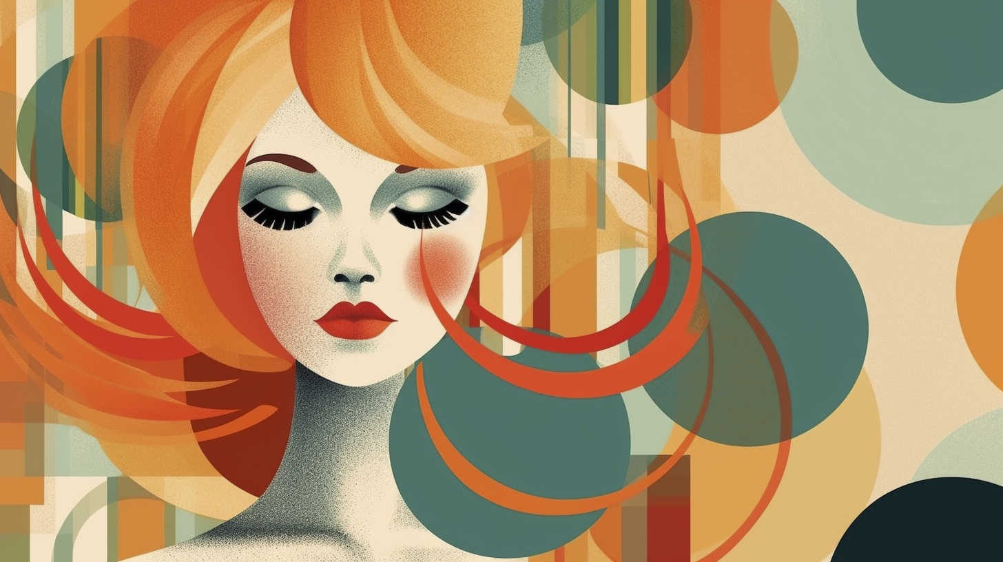 Renderman a woman in the style of Midcentury Modern Illustratio 86d78124 72b2 41aa 94f6 f53a5c0bad4c