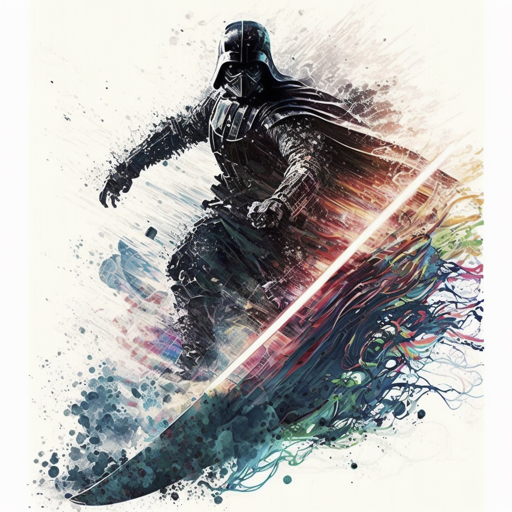 Renderman abstract graphic darth vader surfing with light saber a2ce9c4b c74a 485e 911b aa48f4037b5c