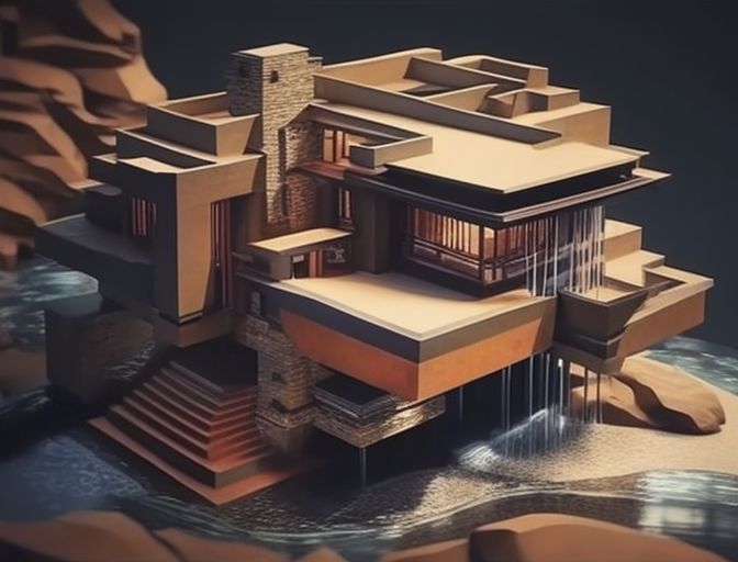 Renderman abstract graphic of Frank Lloyd Wright Falling Wate 224eaae2 dca2 46fb 9934 82b27dabf1cd 2