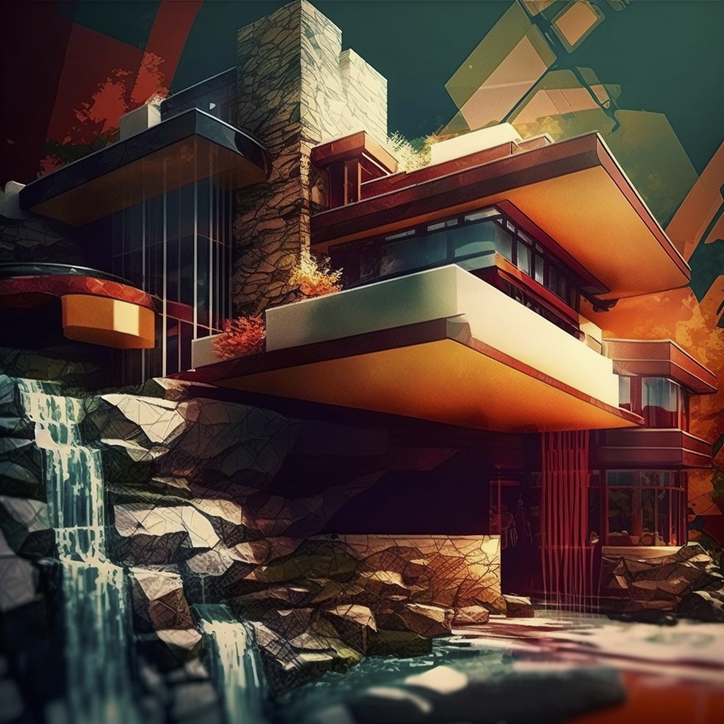 Renderman abstract graphic of Frank Lloyd Wright Falling Water  0cfed484 20dc 47de b122 98ae9a69fd5a