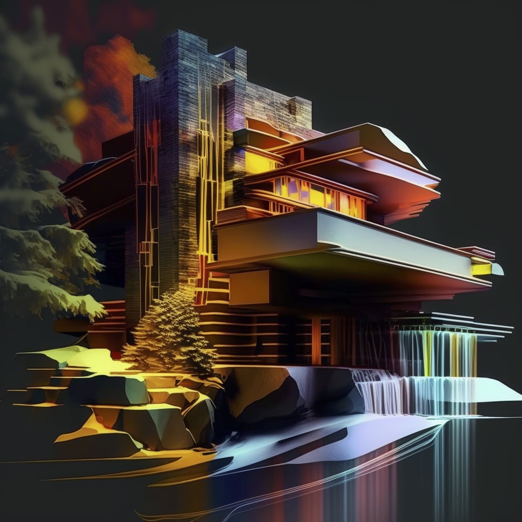 Renderman abstract graphic of Frank Lloyd Wright Falling Water  4997910e e7ff 4faa 9851 3946fbe76cc4