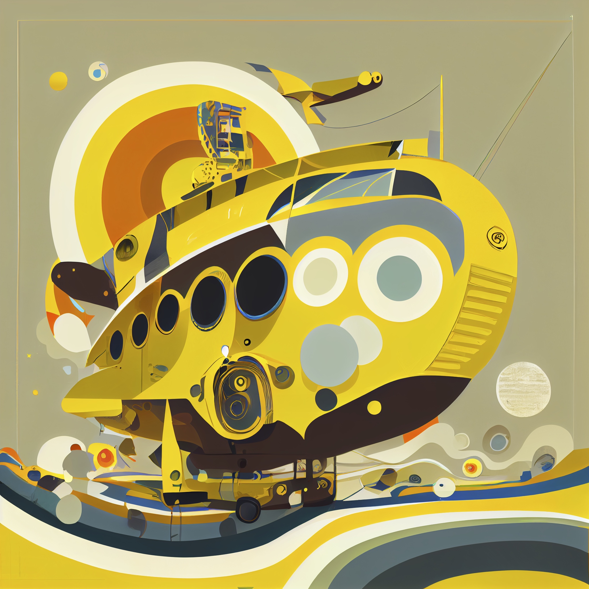 Renderman abstract graphic the yellow submarine with muted colo 0a7b7f9f 610f 46ef 9080 3bf35b65969a