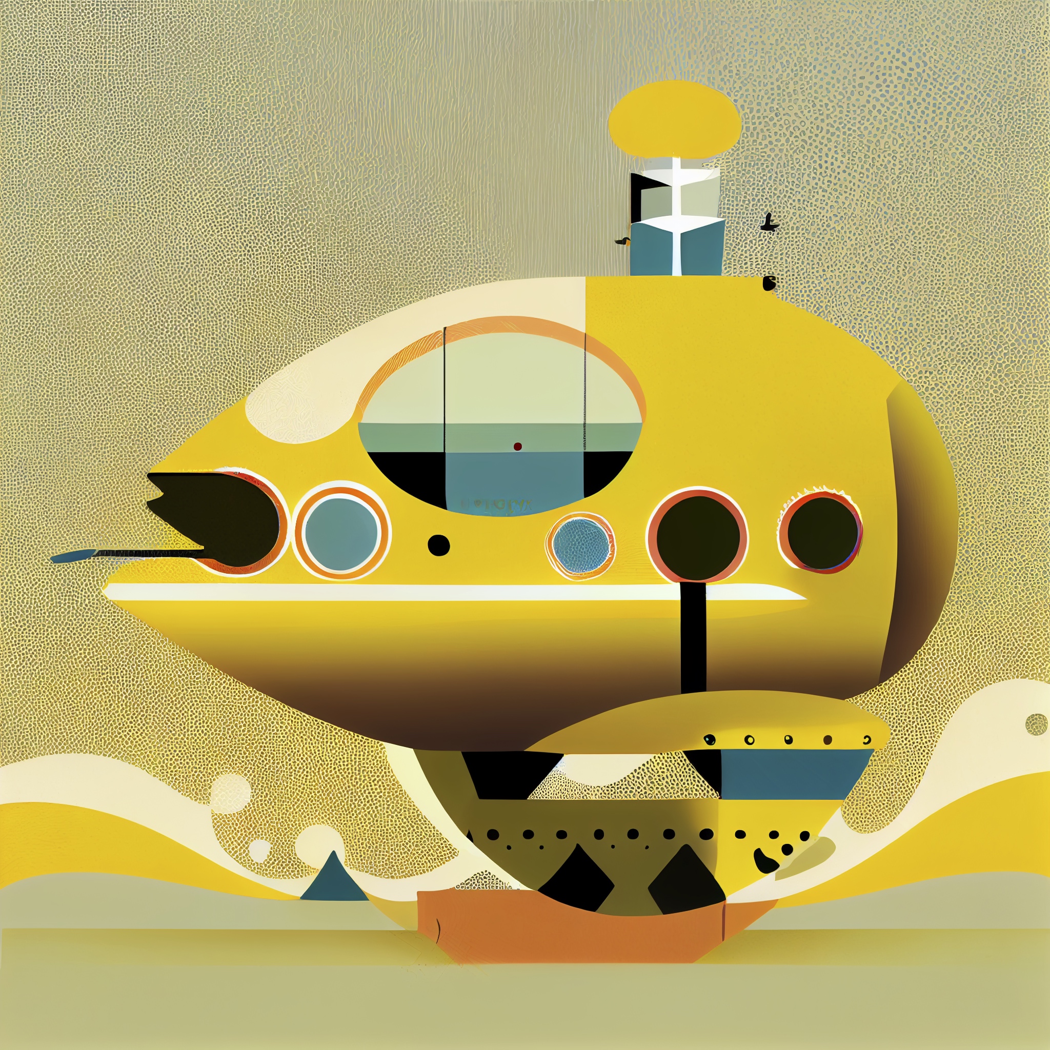 Renderman abstract graphic the yellow submarine with muted colo 0bd8187a 9641 4b14 b3ce 2d72ef9ca227