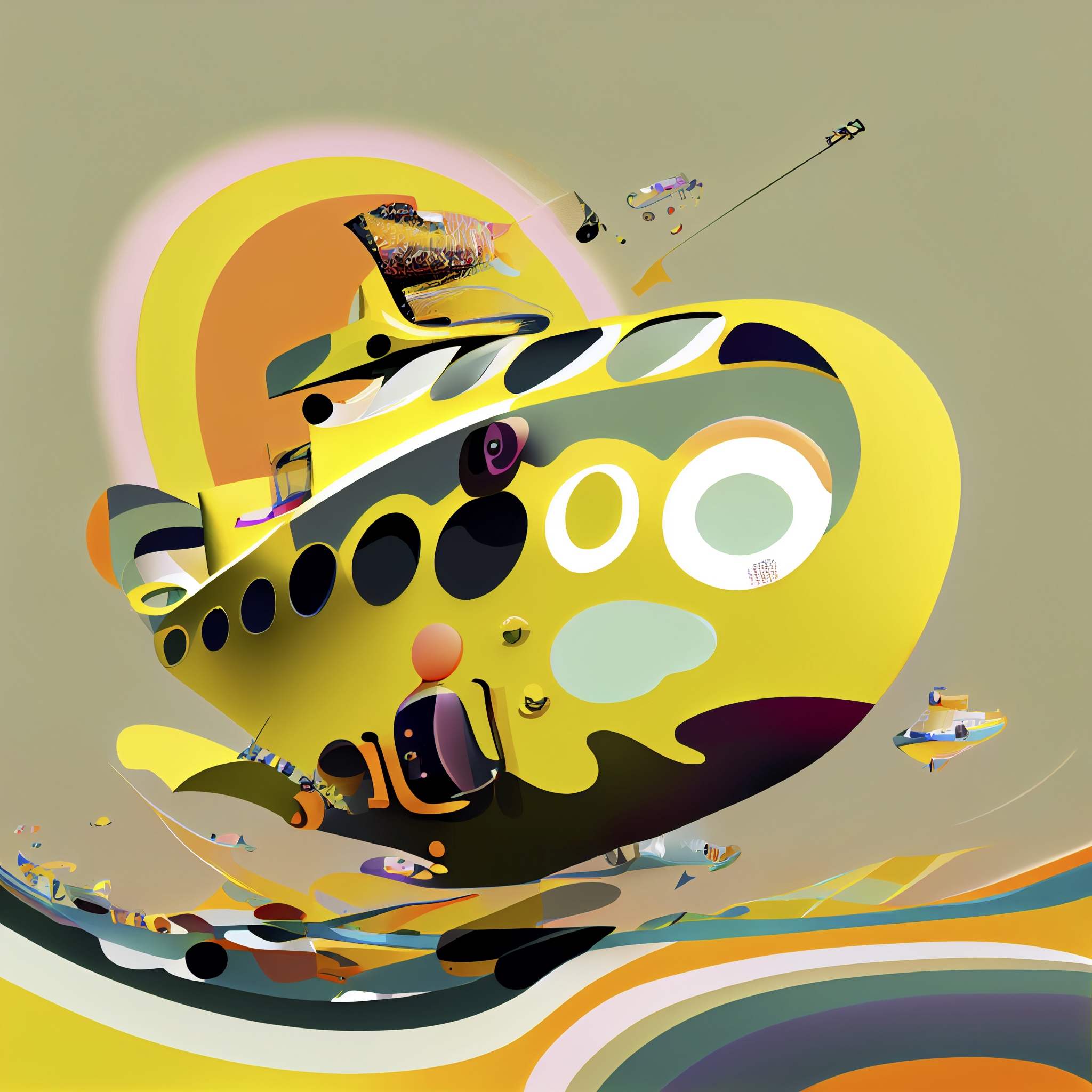 Renderman abstract graphic the yellow submarine with muted colo 0f344e19 4f5c 46db 95b4 73879d8334c0