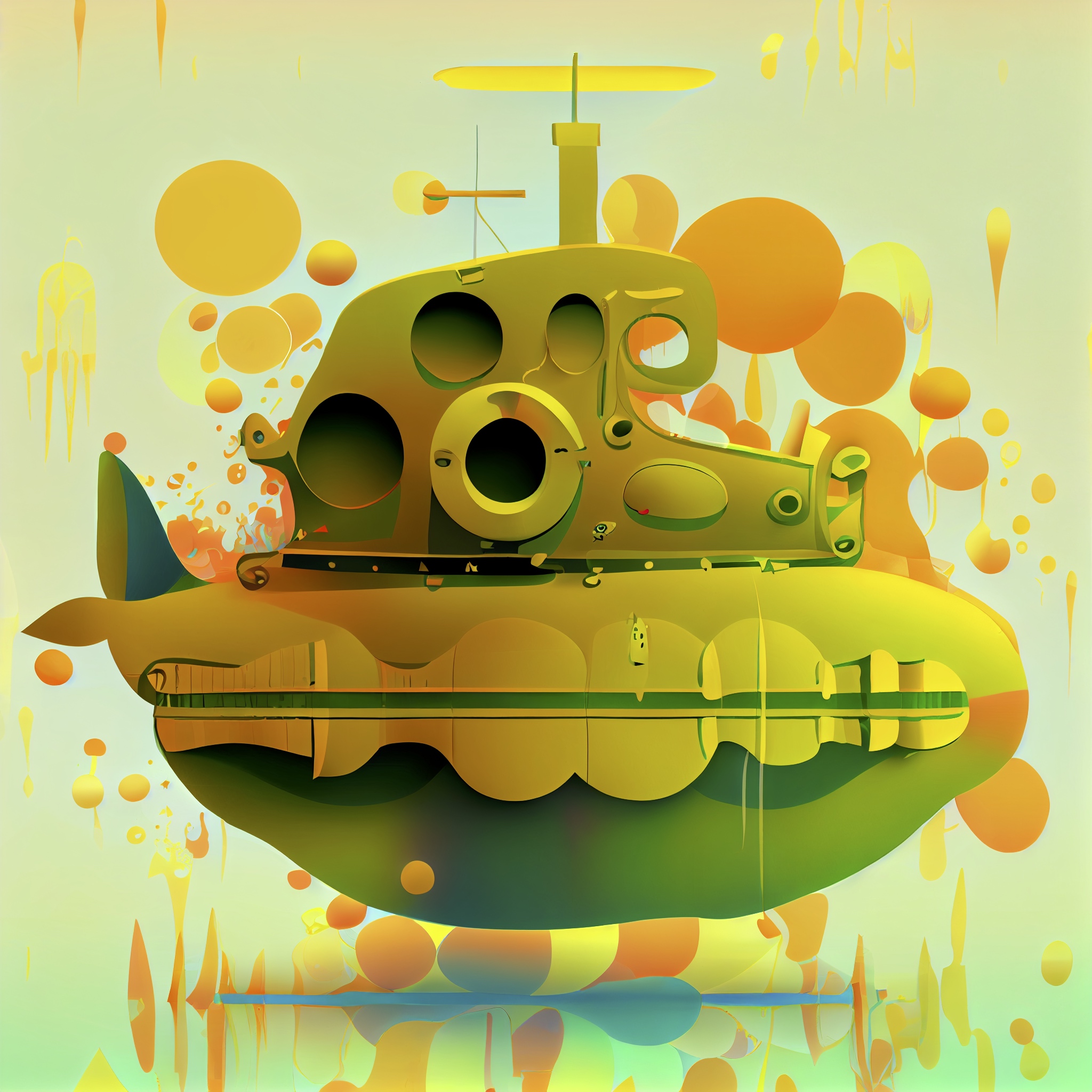 Renderman abstract graphic the yellow submarine with muted colo 0fdeafa1 33cc 4fe1 8319 ec7762707a05