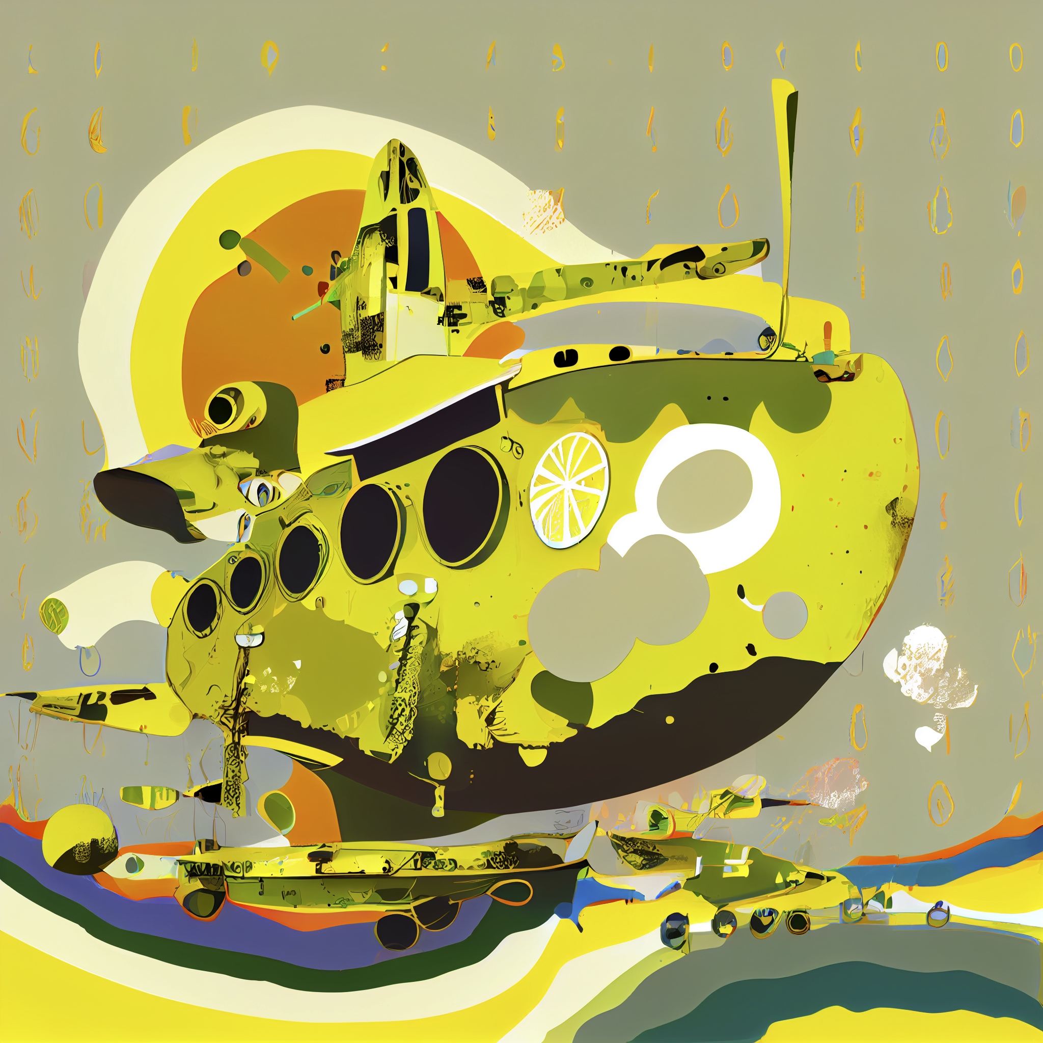 Renderman abstract graphic the yellow submarine with muted colo 16476a86 38a2 495e 9cbb 04e89b9dac68