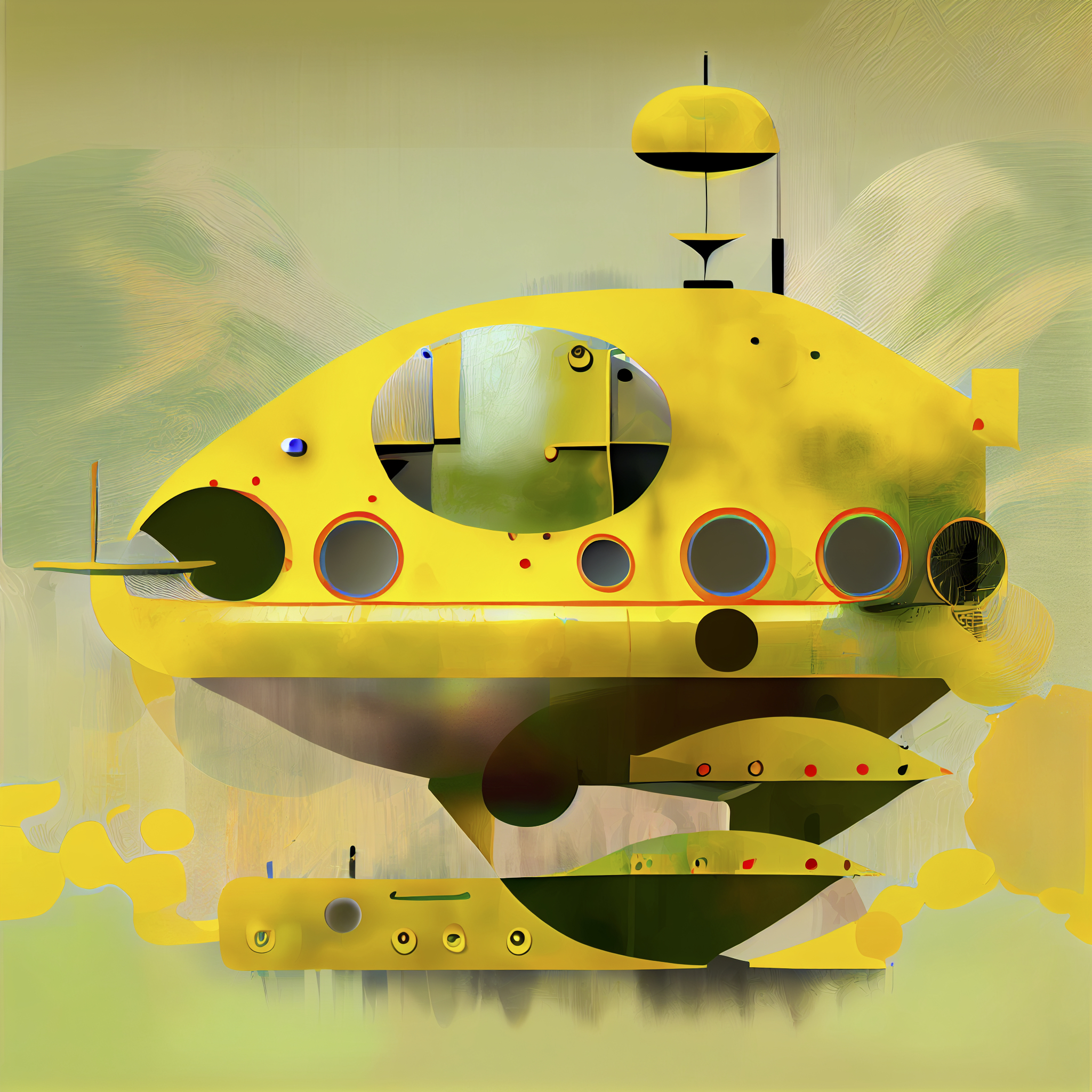 Renderman abstract graphic the yellow submarine with muted colo 2800a341 d2a1 4a15 9abb efd22bdfb4b4