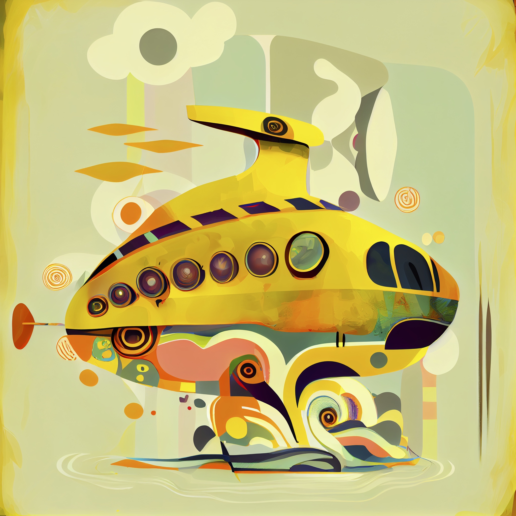 Renderman abstract graphic the yellow submarine with muted colo 3f61388c 9761 4dcb b850 6b1679b27e54