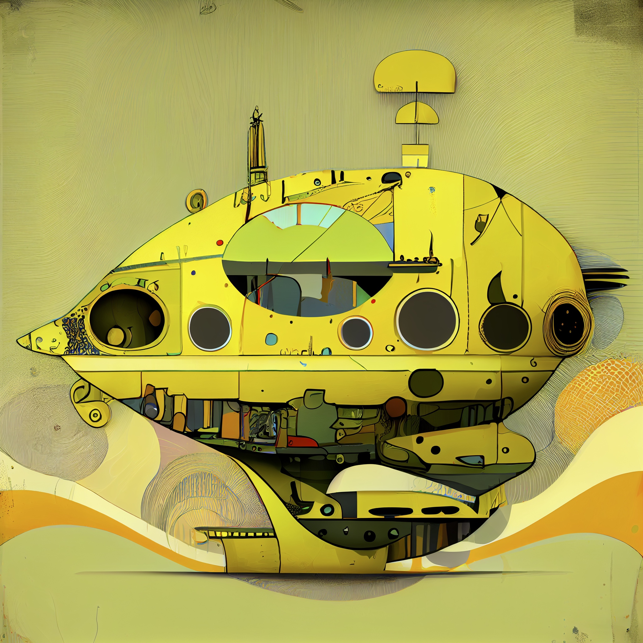Renderman abstract graphic the yellow submarine with muted colo 46f41683 955b 4516 bb17 d09c9a42a566