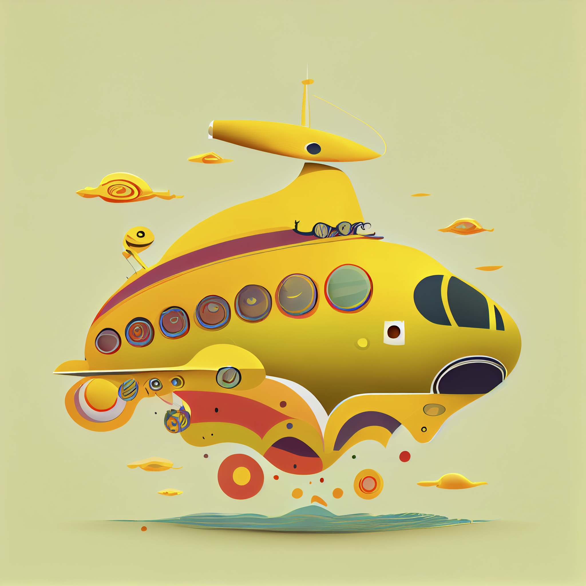 Renderman abstract graphic the yellow submarine with muted colo 5557b01c 1250 4610 8d6b 055a9ab34ca5