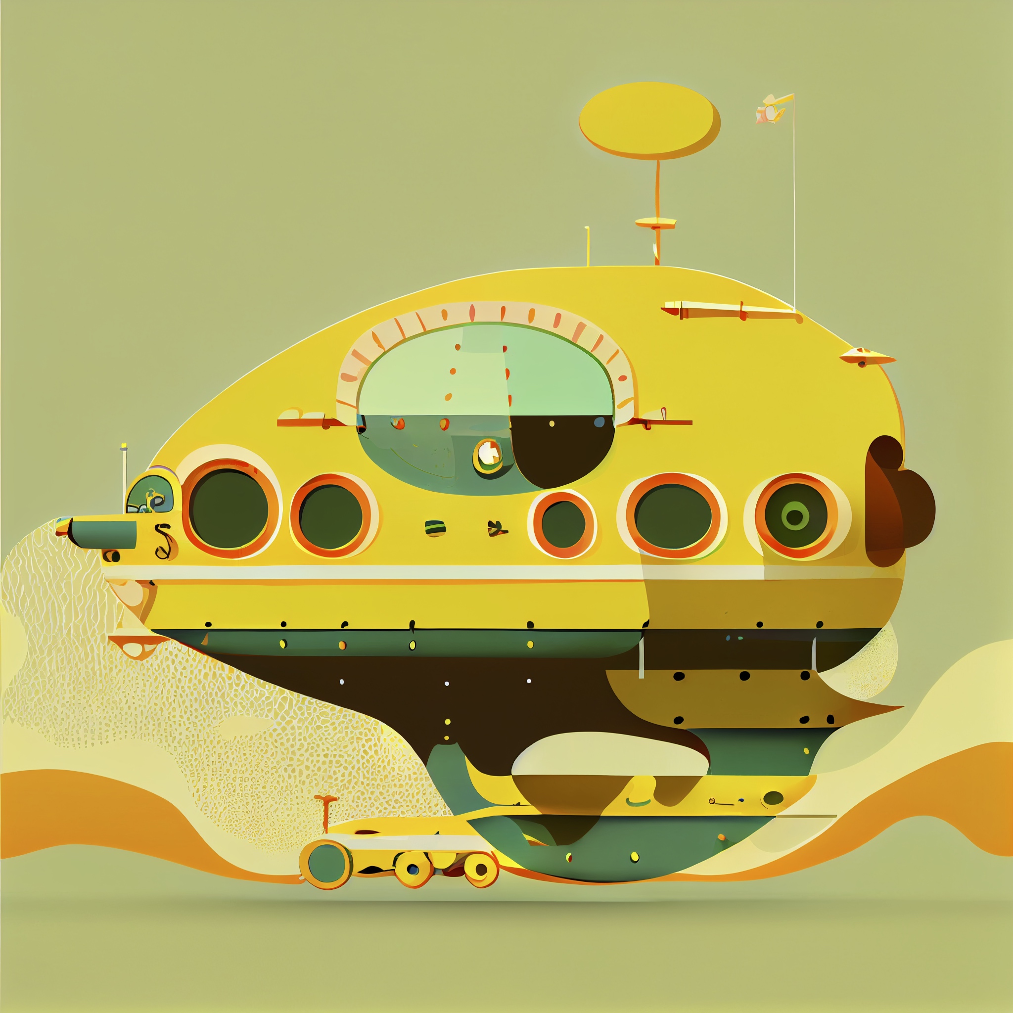 Renderman abstract graphic the yellow submarine with muted colo 5ab99904 d999 4c25 a963 d9d7c19c0f17