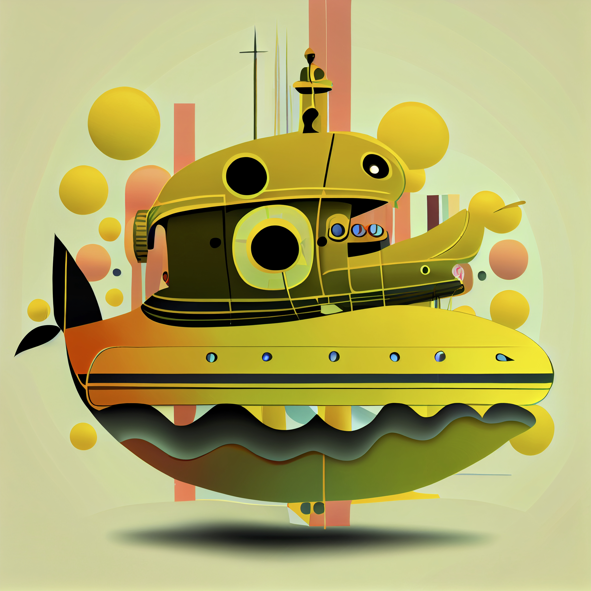 Renderman abstract graphic the yellow submarine with muted colo a9f22a5b a443 49b1 8161 4e8016c8ce02
