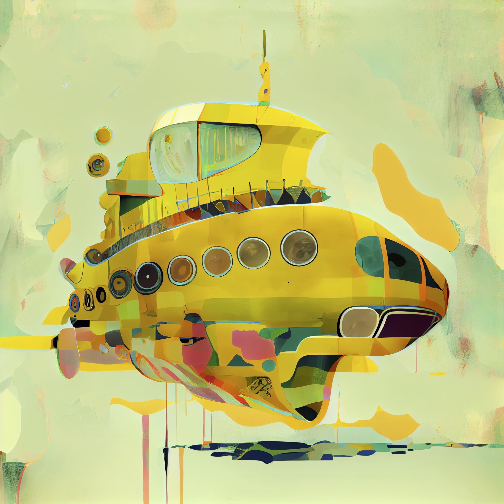 Renderman abstract graphic the yellow submarine with muted colo e72fbaa9 beb2 426d 88b5 a9aa31b15da9