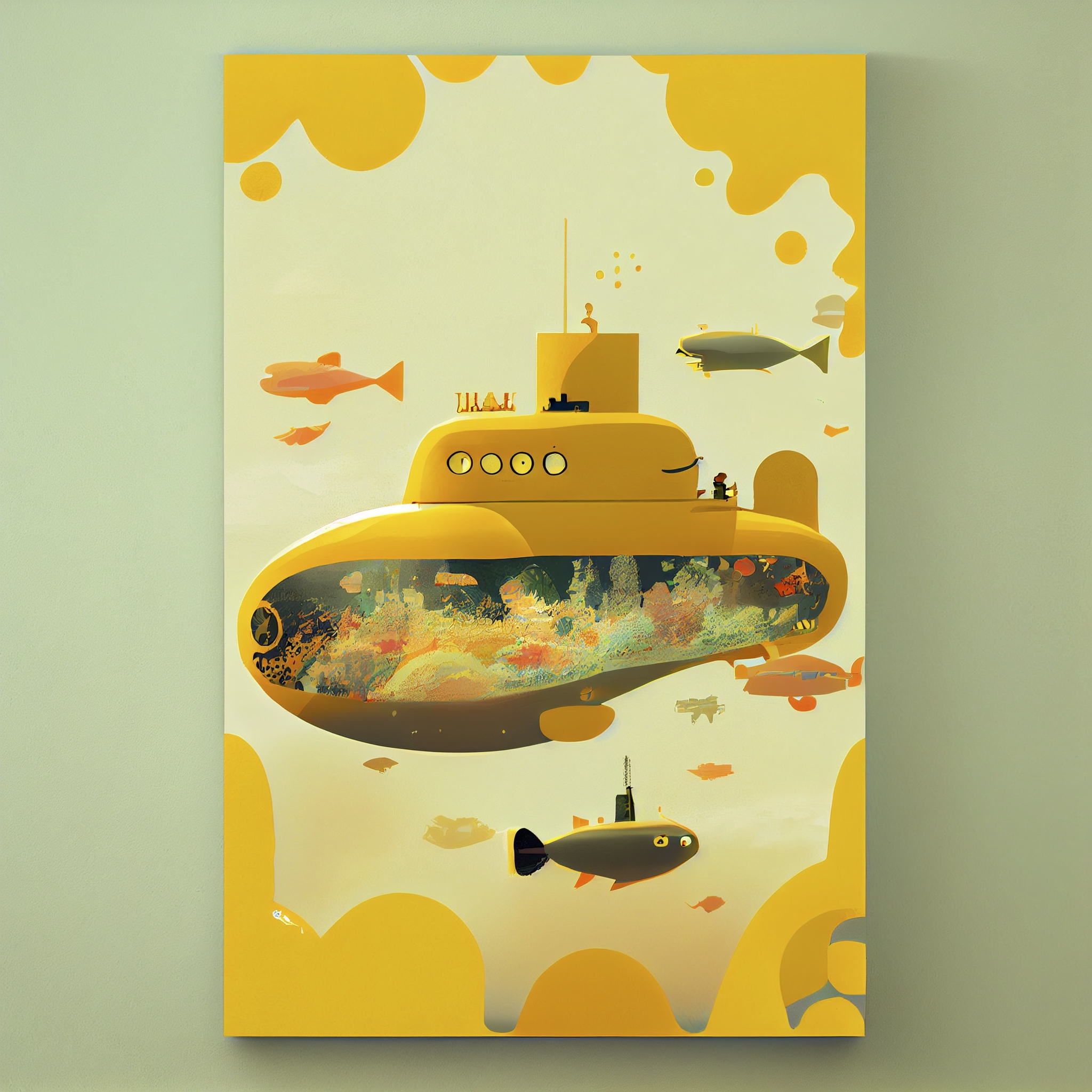 Renderman abstract movie poster in muted colors yellow submarin 6fd24b6f a2cd 41bc ade6 e0382fae952d