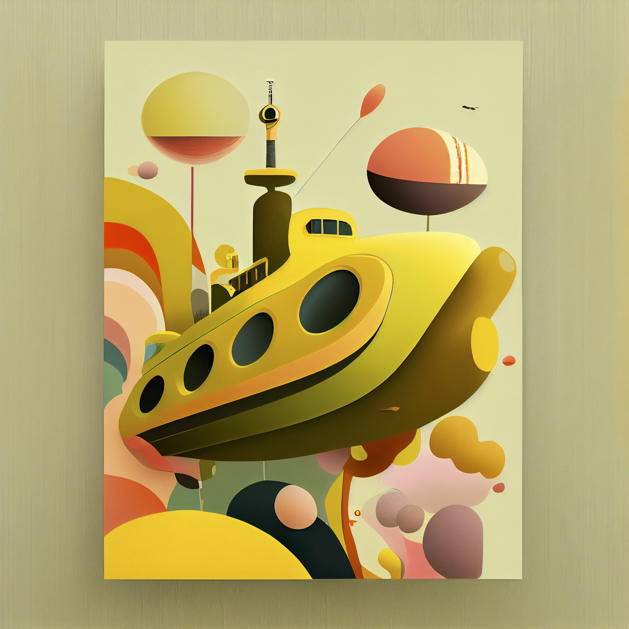 Renderman abstract movie poster in muted colors yellow submarin 99c32739 37c0 4393 9736 ce9b30c000ad