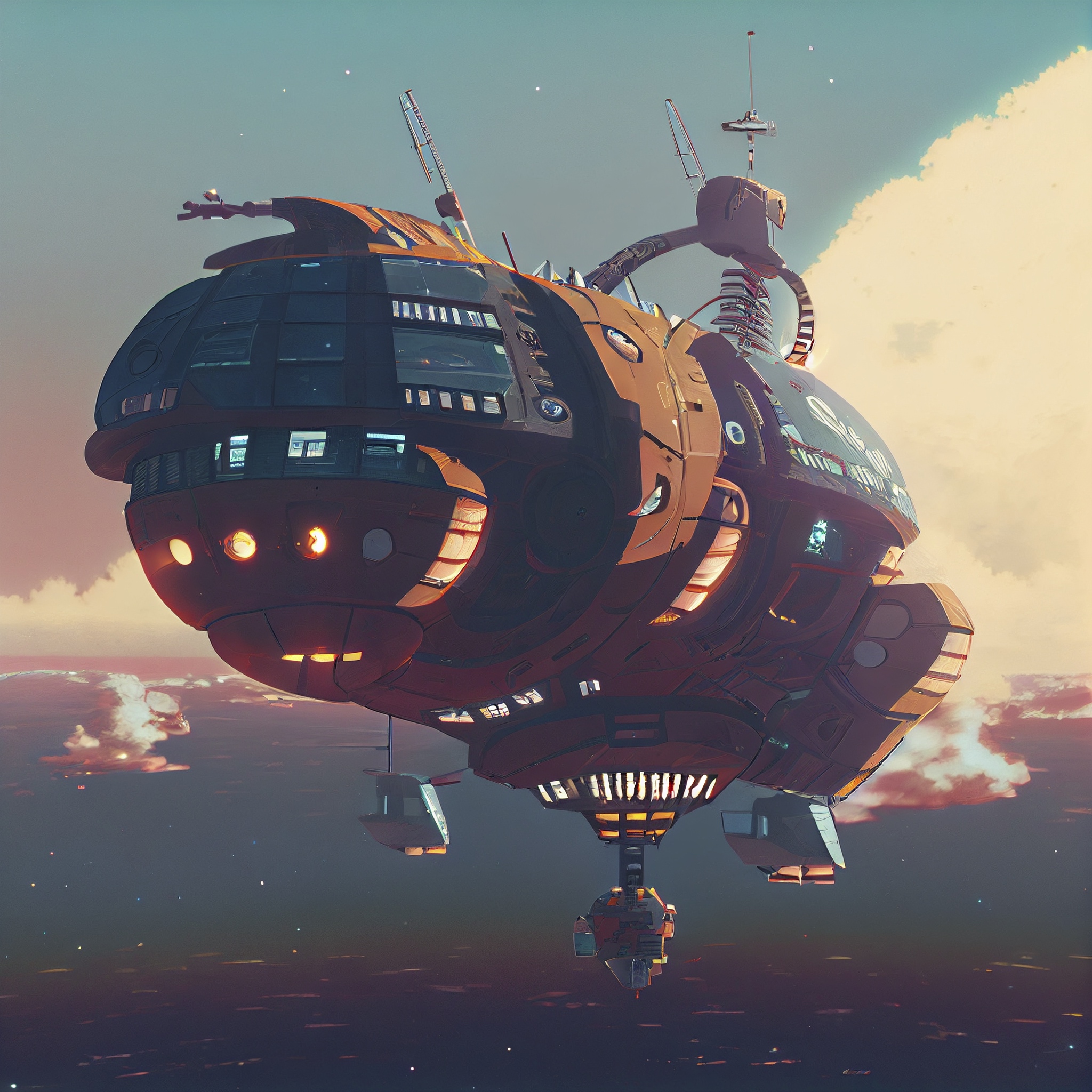 Renderman advanced spaceship in orbit in the style of Simon Stl 74e4d18f 3bfa 44ba aa9c 60428005b588
