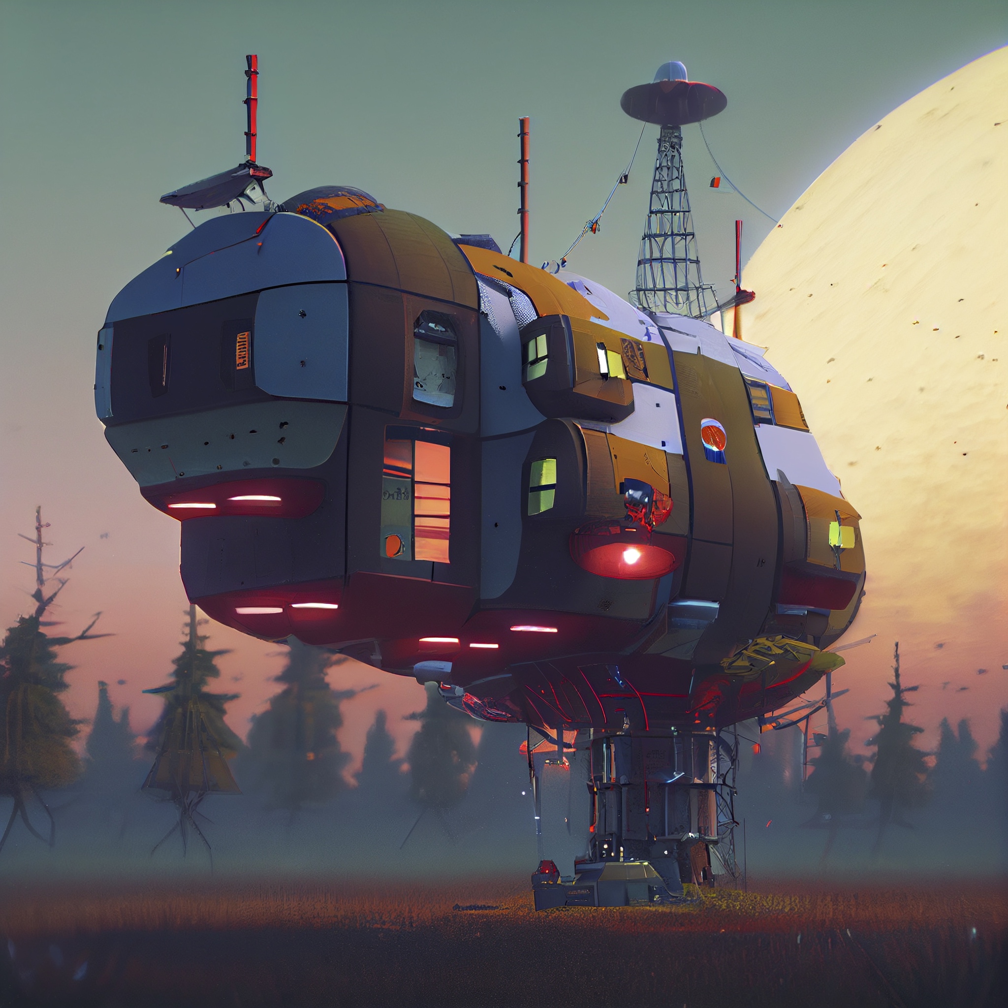 Renderman advanced spaceship in orbit in the style of Simon Stl c534f429 7a49 42c0 81a8 9732930ff254