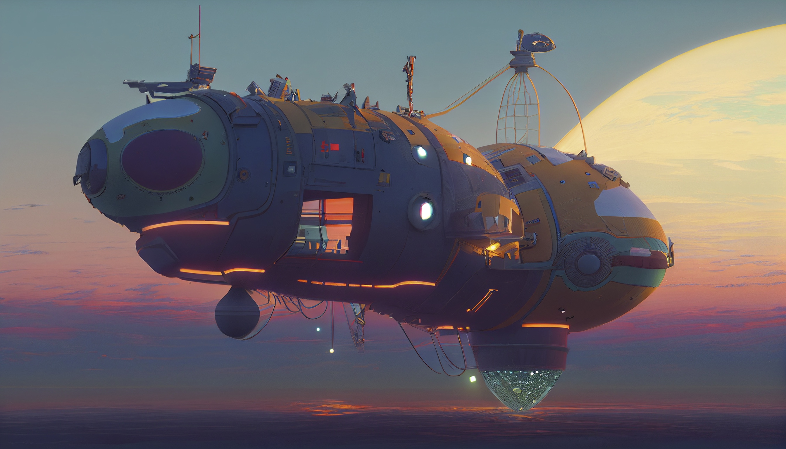 Renderman advanced spaceship in orbit in the style of Simon Stl e3318aac 06b7 43fd 885c a495a71a0cd1