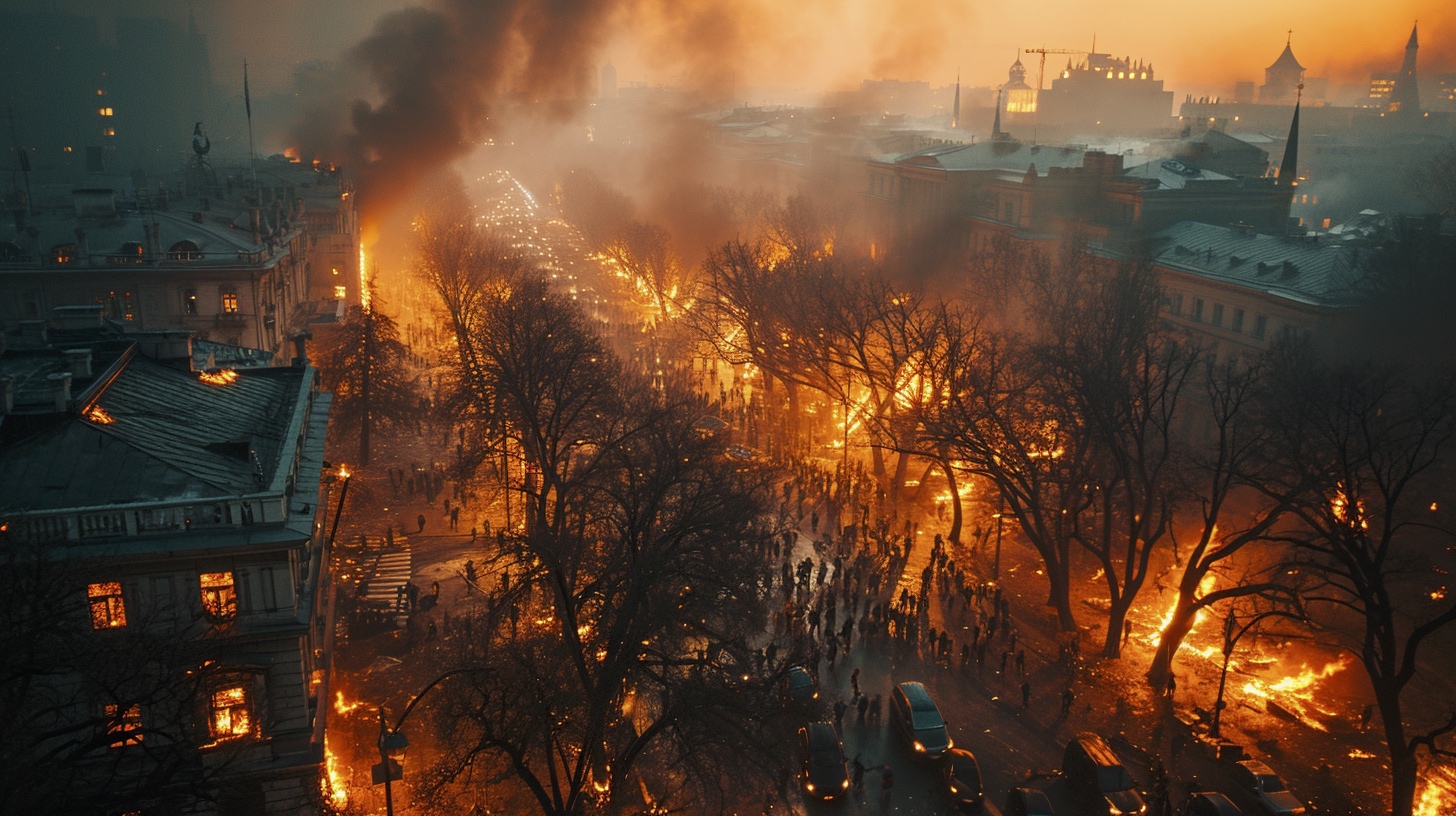 Renderman aerial photo from above of angry crowds swarming ac ddb251c1 3614 467d a162 1b30d3f6b6ba 0
